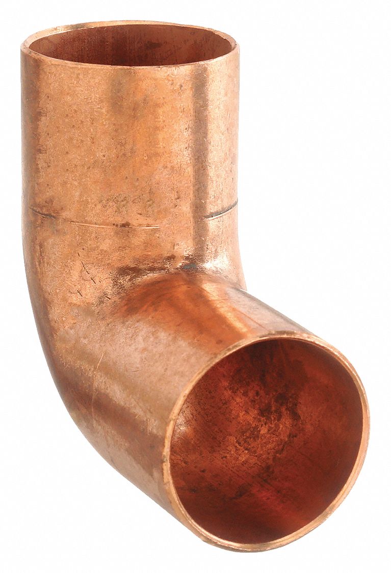 Sweat Fitting Elbow: 1 1/2 in CTS x 1 1/2 in CTS, FTG x FTG, Wrot Copper