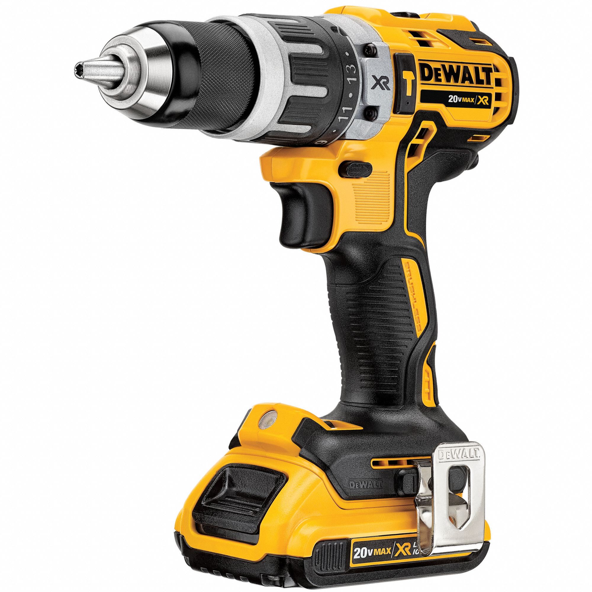 DEWALT Cordless Hammer Drill Kit, 20.0 V, 1/2 in Chuck Size, 0 to