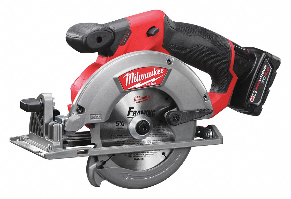 MILWAUKEE Circular Saw Kit, 5 3/8 in Blade Dia., Left Blade Side, Bevel
