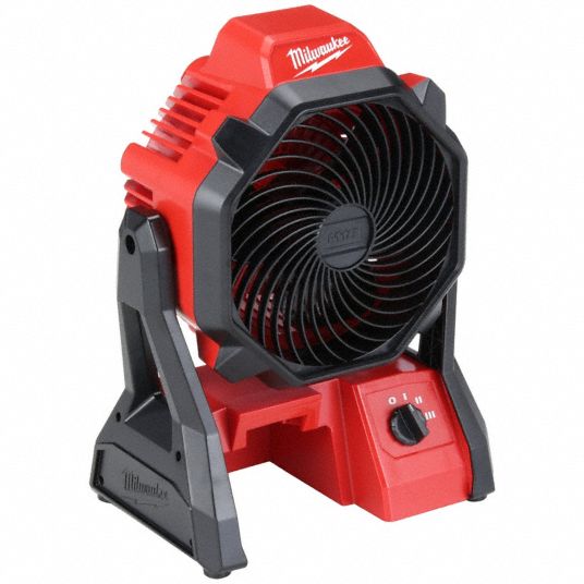 MILWAUKEE Cordless Jobsite Fan: M18, Bare Tool, 7 in Blade Dia., 3 Speed,  284 cfm, 0°, Keyhole