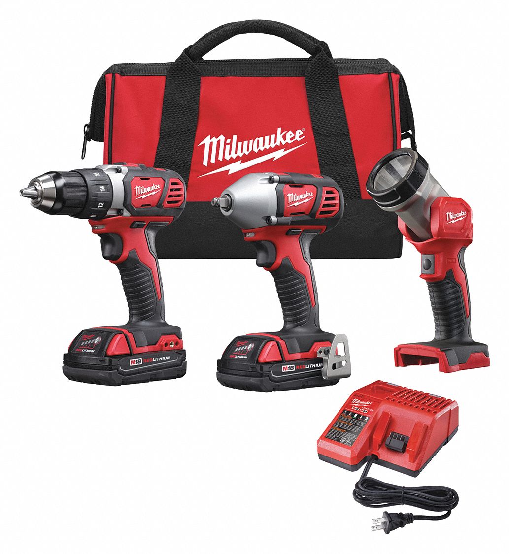 MILWAUKEE M18, Cordless Combination Kit, 18V DC Voltage, Number of Tools 3 39RY18269123