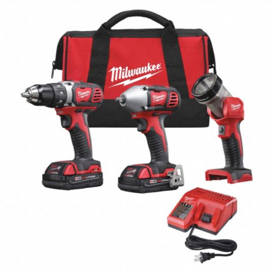 MILWAUKEE, 18 V Volt, 3 Tools, Cordless Combination Kit - 39RY18|2691 ...