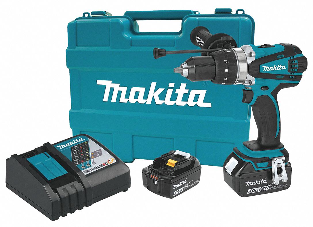 MAKITA Cordless Hammer Drill/Driver Kit, 18.0 V, 1/2 in Chuck Size