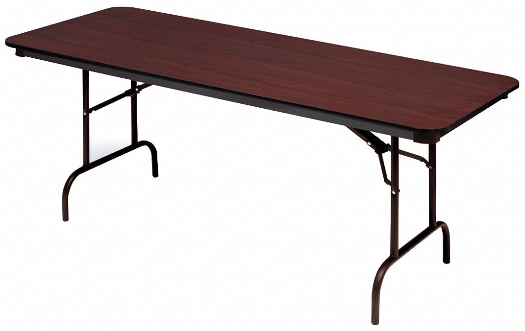 Rectangle Folding Table, 29 in Height x 30 in Width, Mahogany Grainger