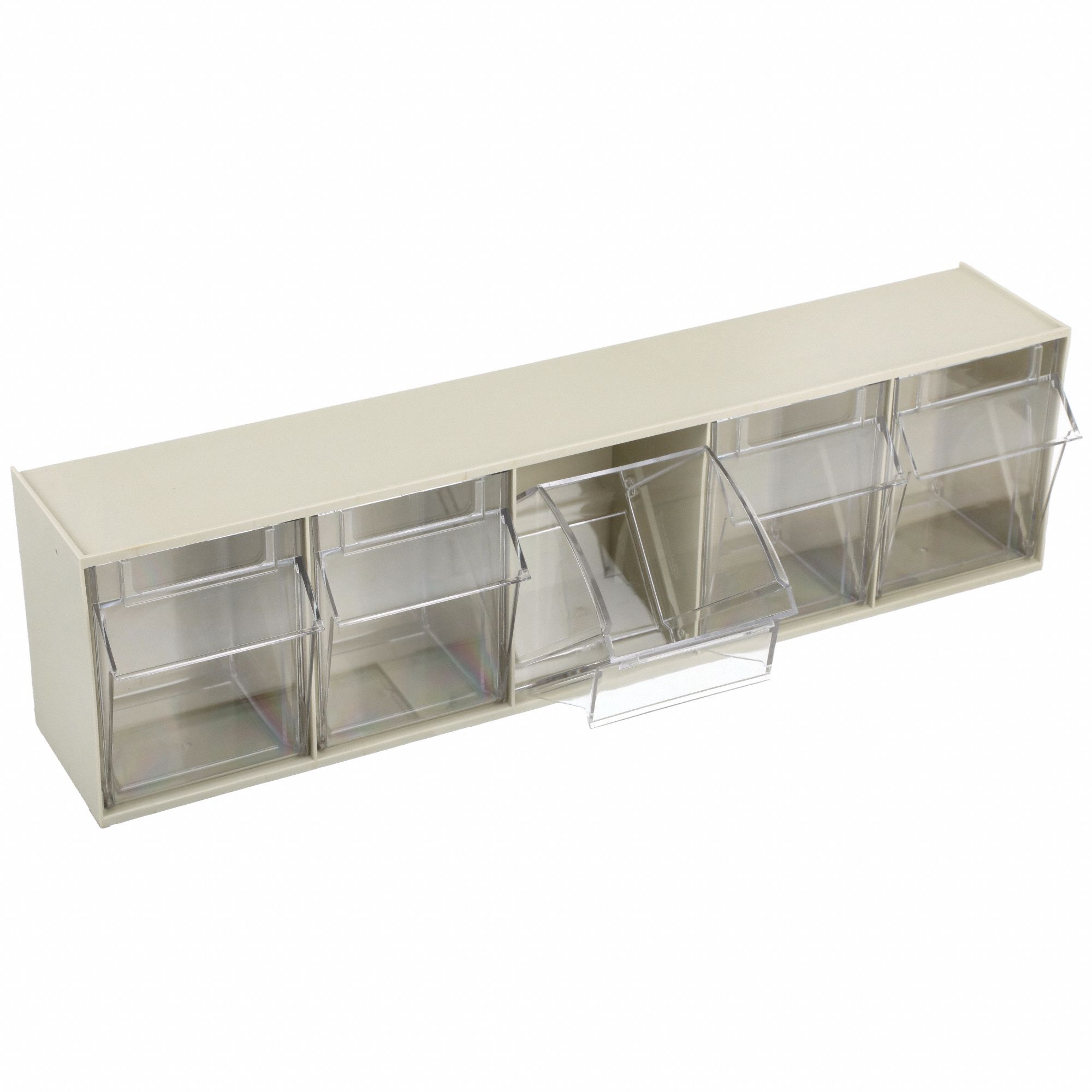 TIP-OUT BIN, 5⅜ IN X 23⅝ IN X 6½ IN, BEIGE, UNFINISHED, STACKABLE, 5 BINS