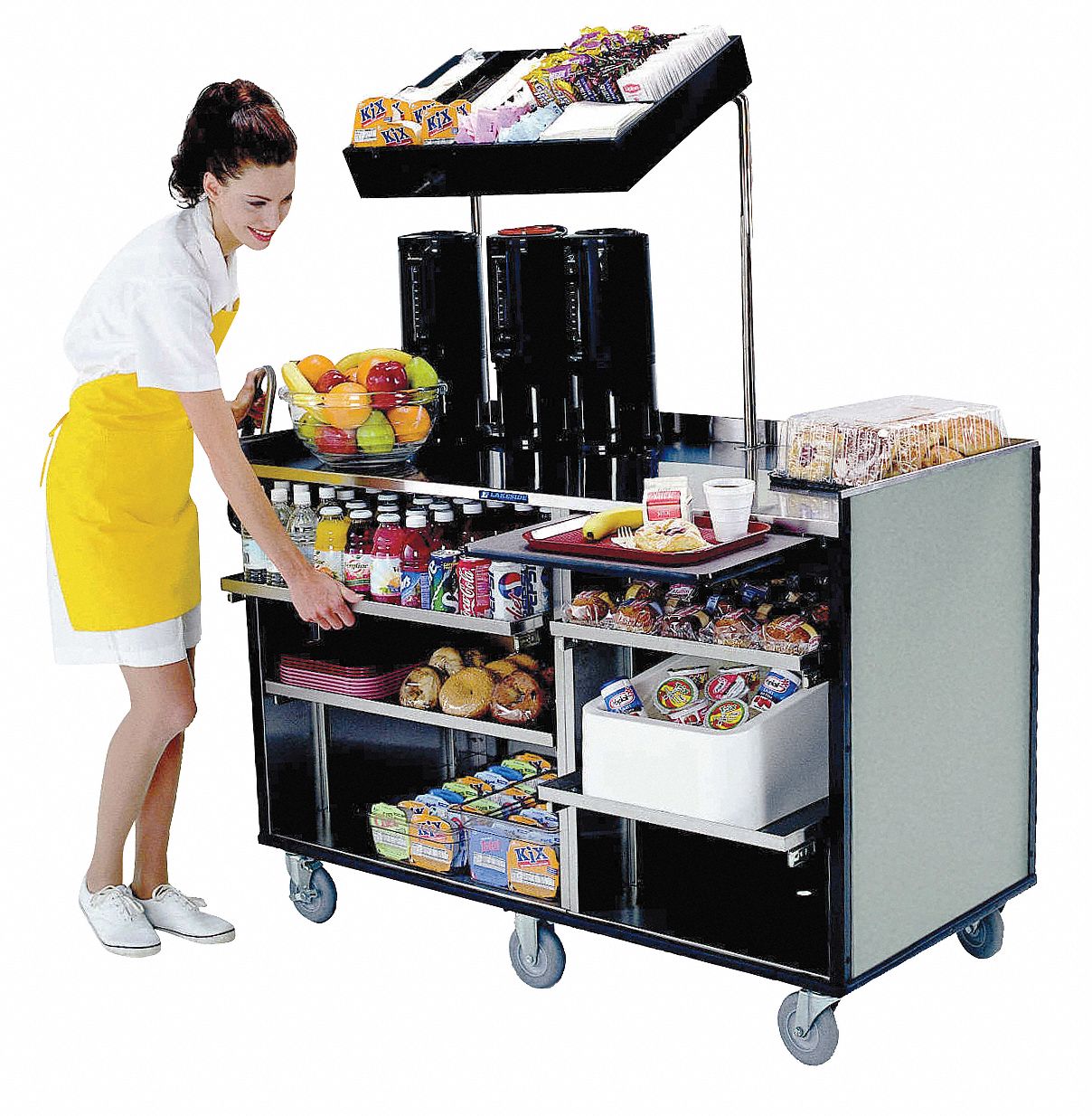 LAKESIDE Mobile Kiosk, Gray Sand, Stainless Steel W/laminate Exterior