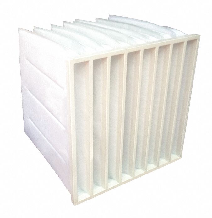 Pocket Air Filter: 24 in x 24 in x 24 in, MERV 11, White, Synthetic, 8 Pockets