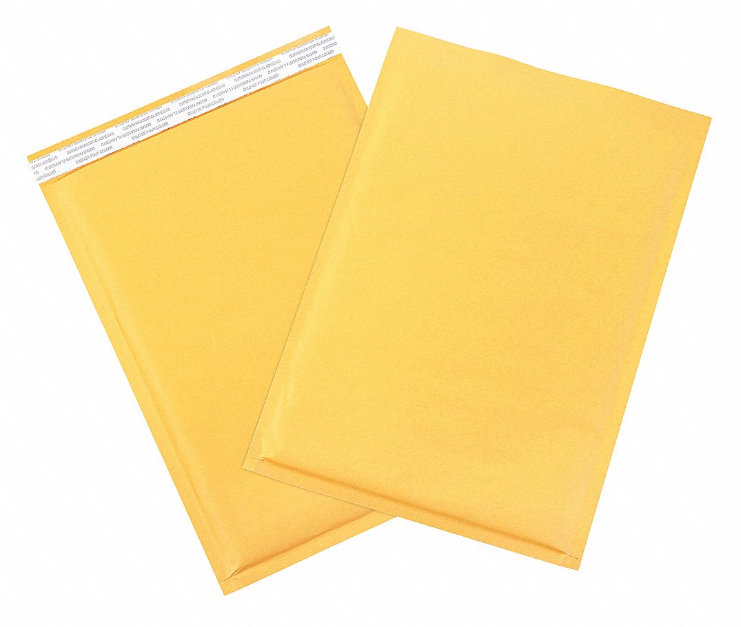 GRAINGER APPROVED Paper, Bubble, Mailer Envelopes, Kraft, 9 3/8 in x 13