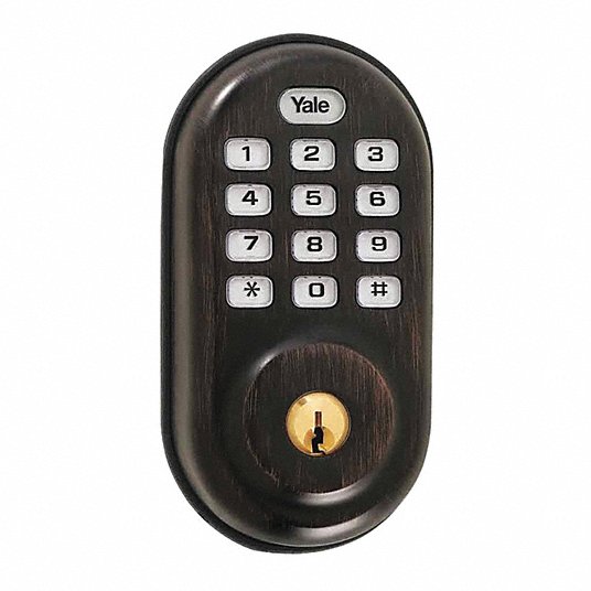 Electronic Keyless Deadbolt: Entry, Push Button Keypad, Cylindrical Mounting