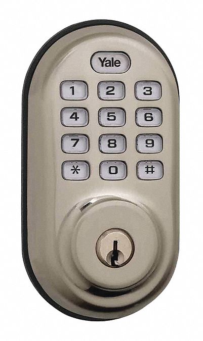 YALE REAL LIVING, 2 1/4 in Door Thick - Max, Push Button, Electronic ...