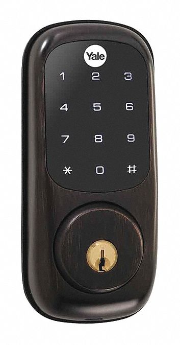 Electronic Keyless Deadbolt: Entry, Touch Screen Keypad, Cylindrical Mounting, 1 yr