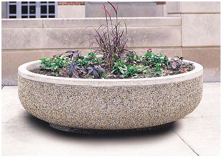 Planter Bollard: Circle, Beige, 17 in Overall Ht, Round Shape, Beige