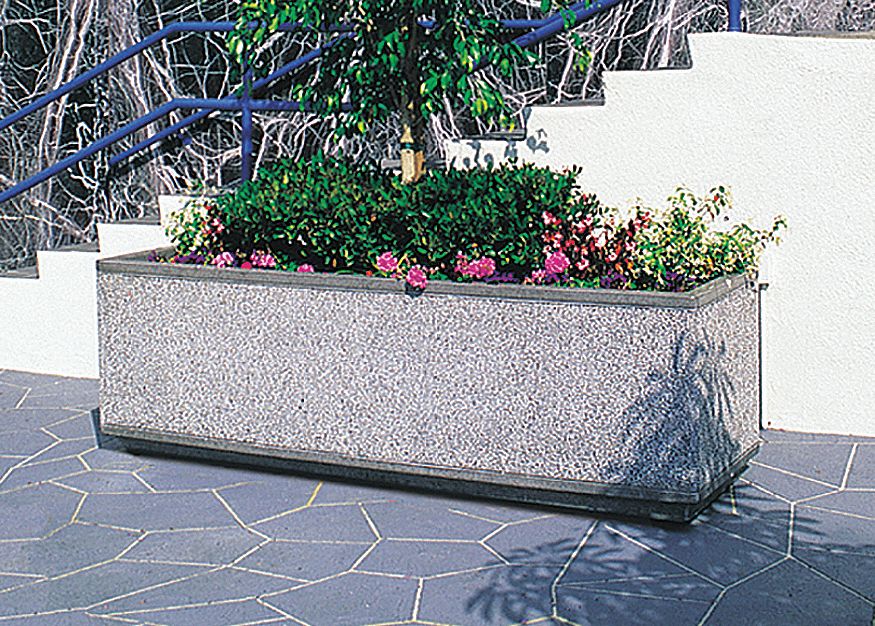 Planter Bollard: Rectangle, Beige, 30 in Overall Ht, 30 in Overall Wd, 96 in Overall Lg, Beige