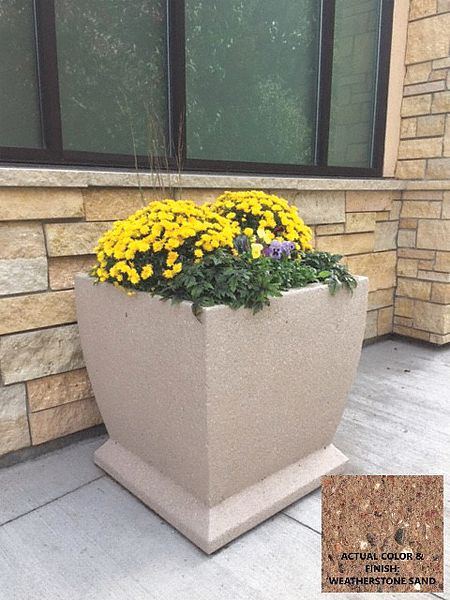 Planter Bollard: Square, Beige, 30 in Overall Ht, 30 in Overall Wd, 30 in Overall Lg, Square Shape
