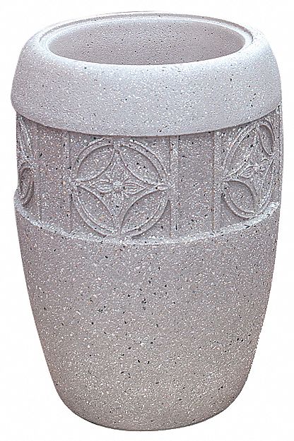 Planter Bollard: Circle, Beige, 25 in Overall Ht, Round Shape, Beige