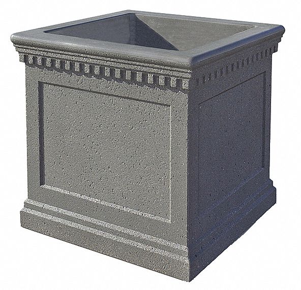 Planter Bollard: Square, Beige, 20 in Overall Ht, 24 in Overall Wd, 24 in Overall Lg, Square Shape