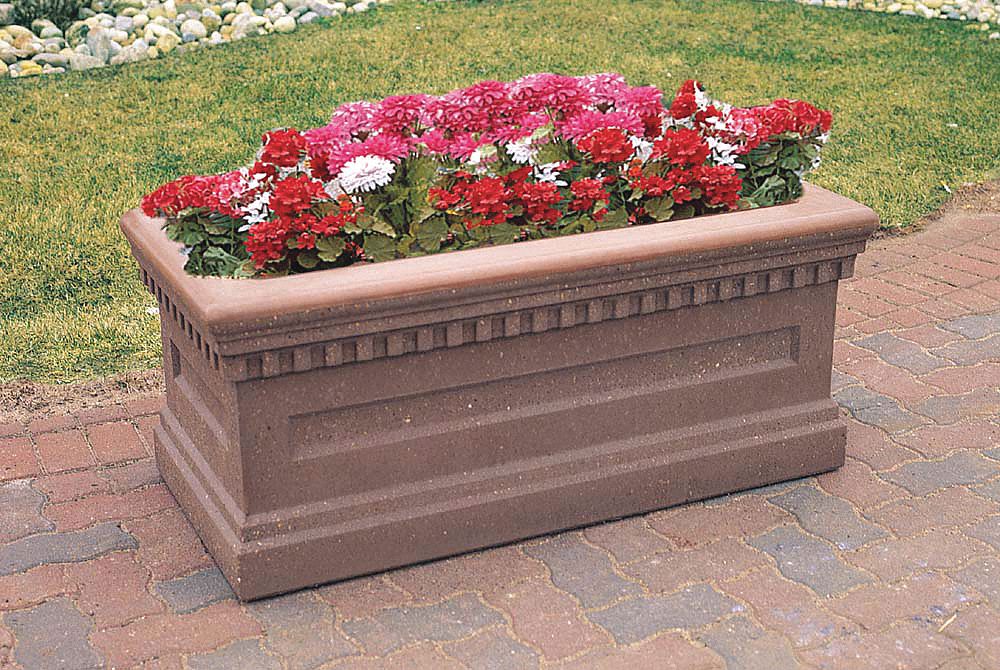 Planter Bollard: Rectangle, Beige, 20 in Overall Ht, 24 in Overall Wd, 48 in Overall Lg, Beige