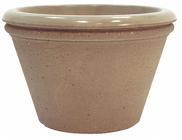 Planter Bollard: Circle, Beige, 20 in Overall Ht, Round Shape, Beige