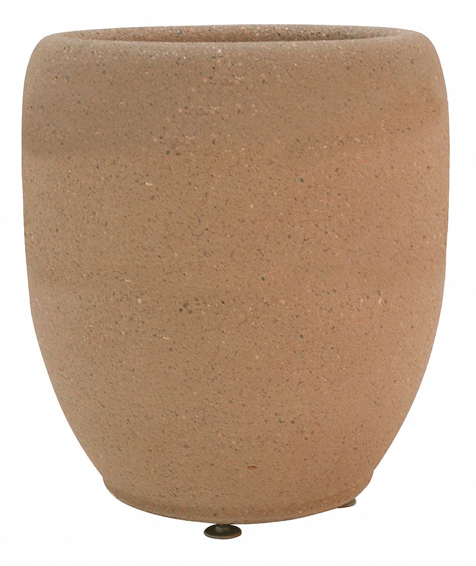 Planter Bollard: Circle, Beige, 25 in Overall Ht, Round Shape, Beige