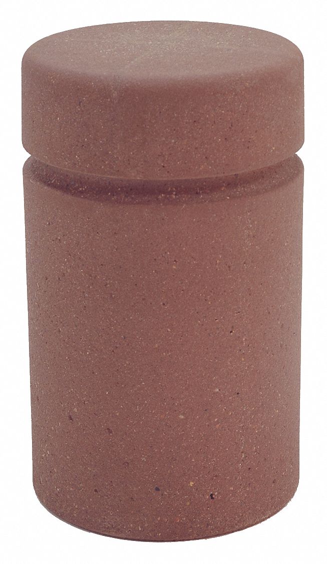 Decorative Bollard: Round Shape, Red, 30 in Overall Ht, 18 in Overall Lg, 18 in Overall Wd