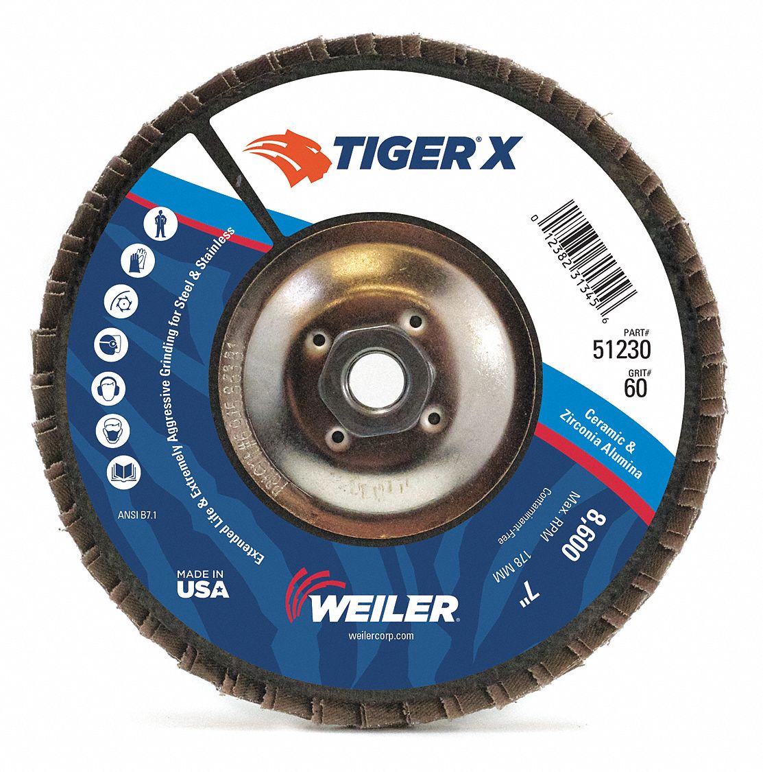 Flap Disc, 7 in. x 60 Grit, 5/8-11, 8600RPM