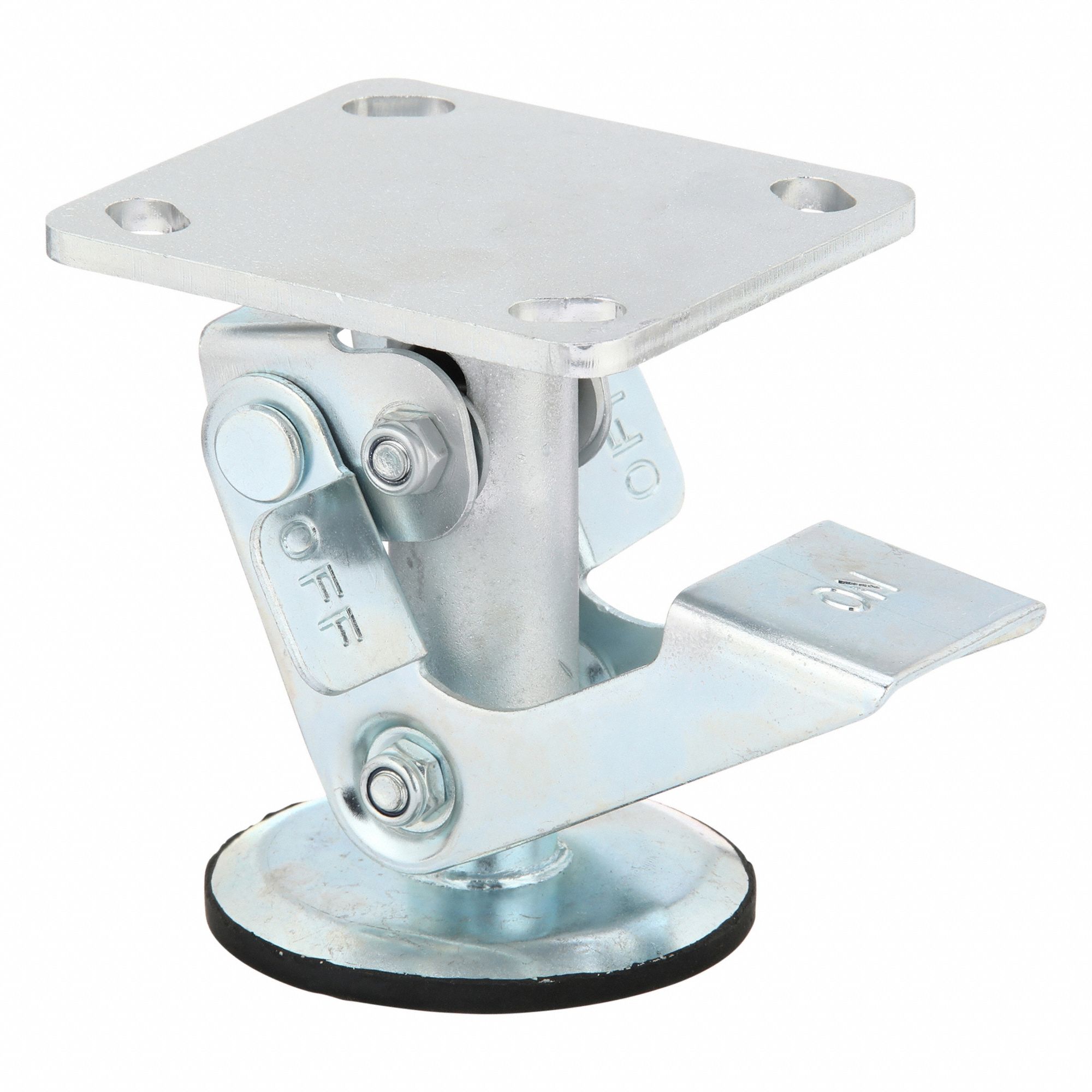 Floor Lock: For 4 in Wheel Dia, 4 7/8 in Floor Lock Retracted Ht, Steel