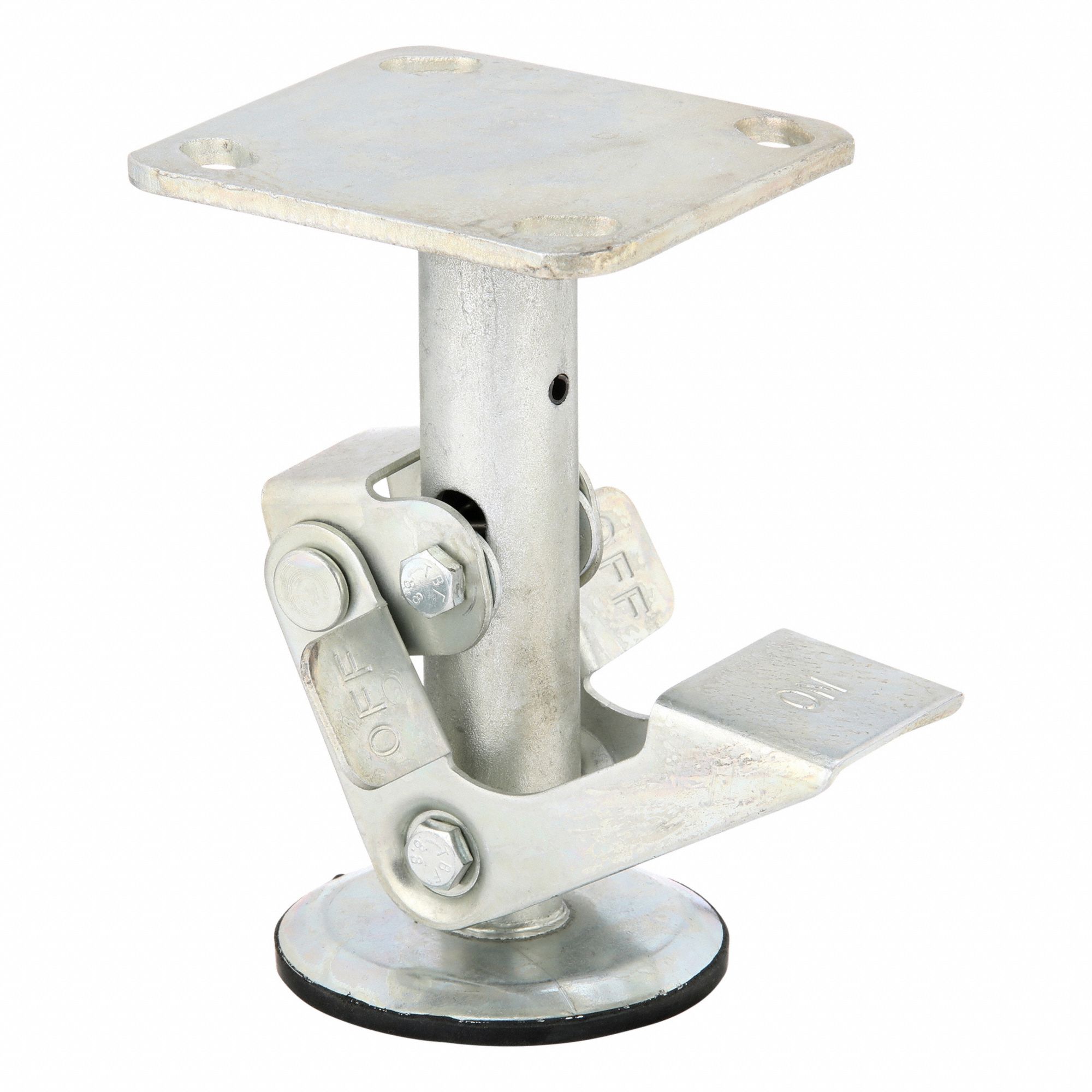 Floor Lock: For 6 in Wheel Dia, 6 7/8 in Floor Lock Retracted Ht, Steel