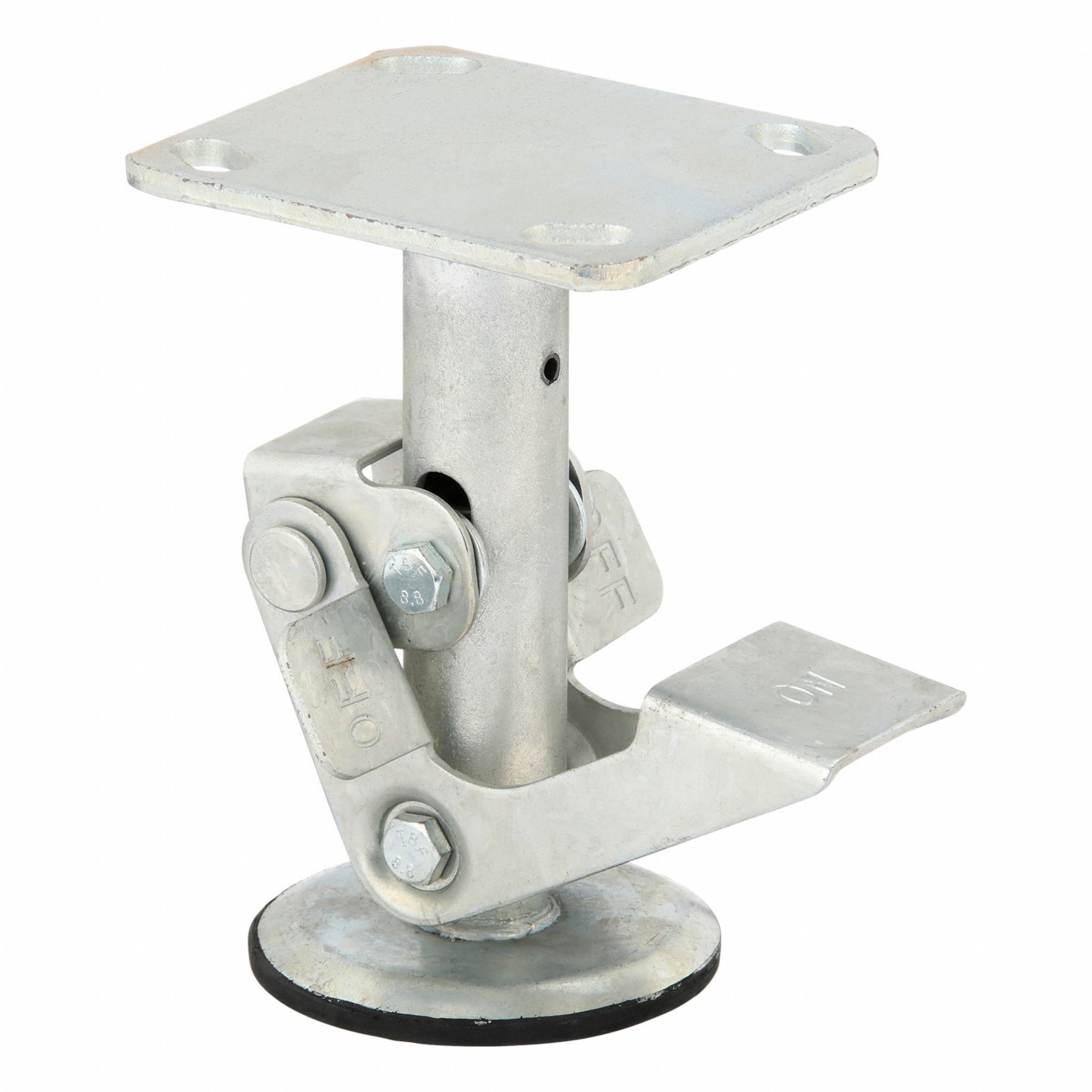 Floor Lock: For 6 in Wheel Dia, 6 1/2 in Floor Lock Retracted Ht, Steel