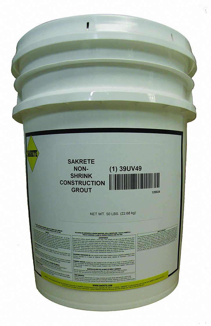 SAKRETE Gray Non-Shrink Grout, 50 lb. Pail, Coverage: 0.45 cu. ft ...