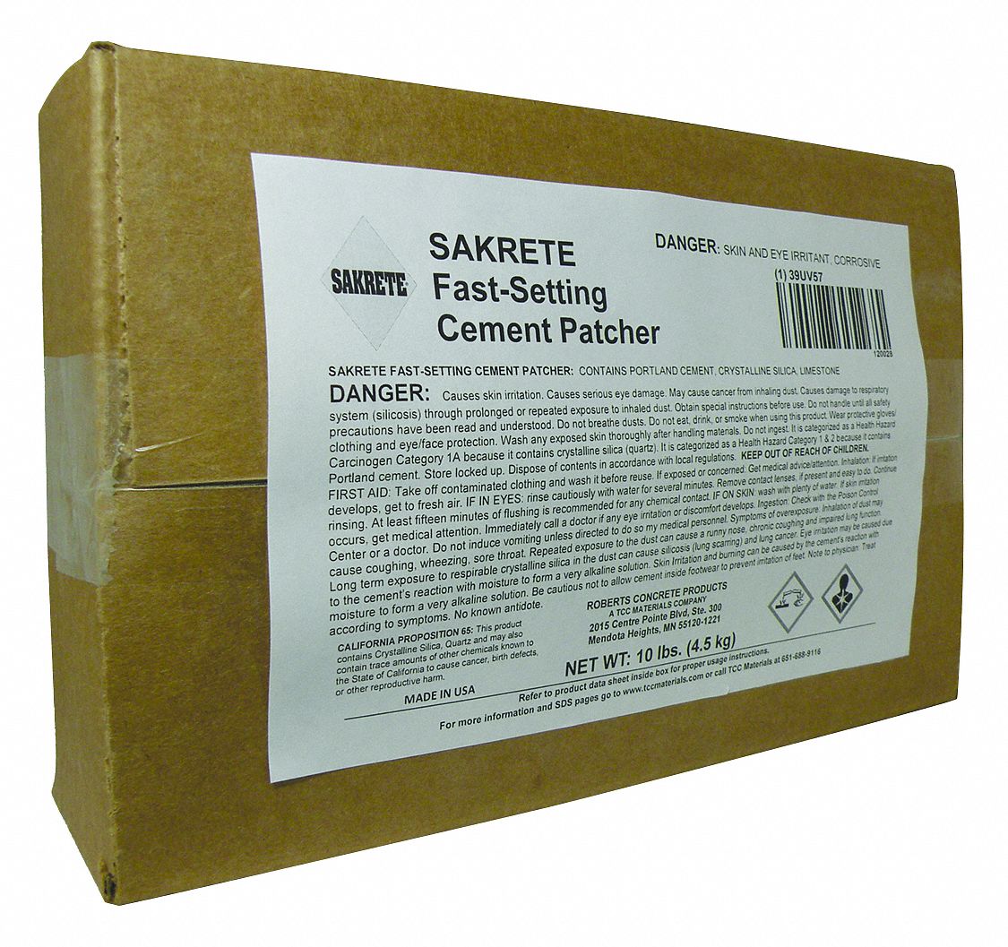 CONCRETE REPAIR COMPOUND, FAST SETTING, CEMENT, 10 LB, BOX, GREY