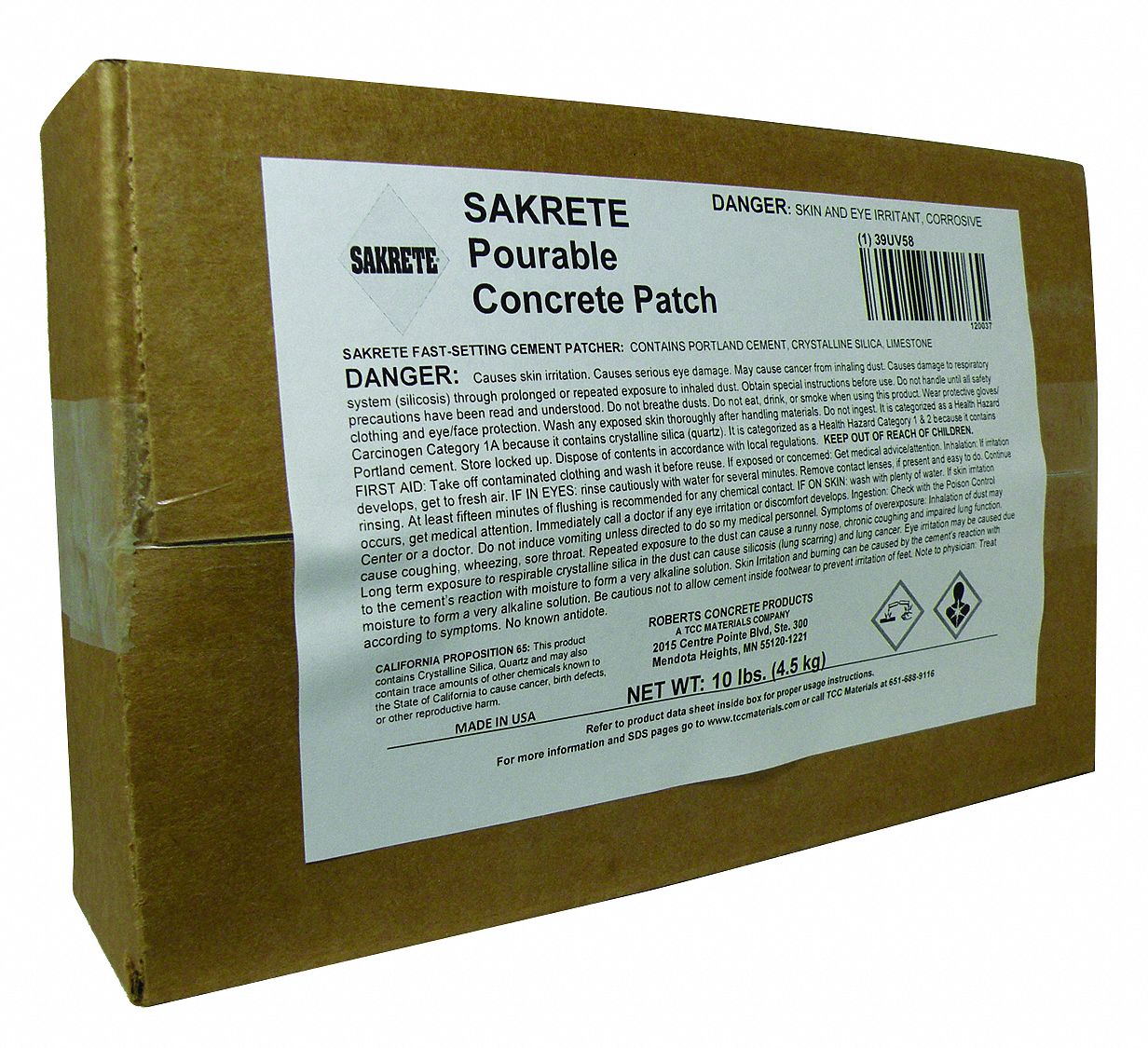 CONCRETE PATCH, SAKRETE, 10 LB, BAG, GREY