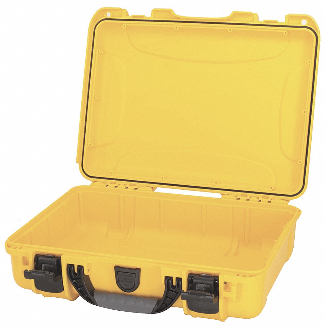 PROTECTIVE CASE, 13¼ IN X 13¼ IN X 4⅛ IN INSIDE, YELLOW, STATIONARY, 3 LB W