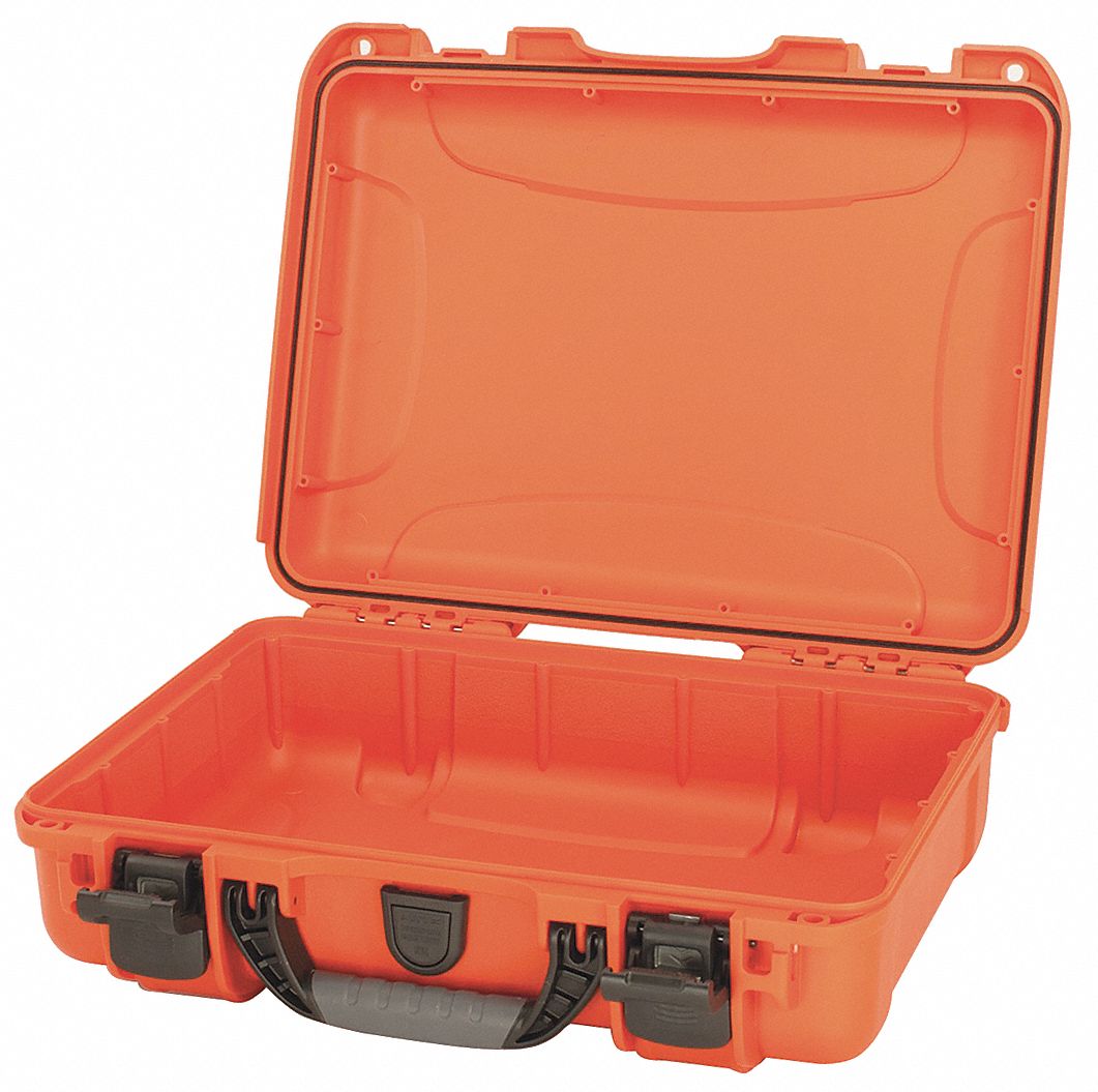 PROTECTIVE CASE, 13¼ IN X 13¼ IN X 4⅛ IN INSIDE, ORANGE, STATIONARY, 3 LB W