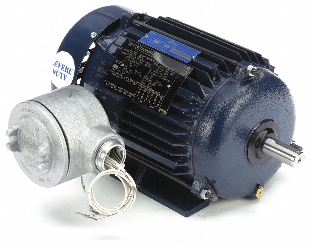Hazardous Location Motor: Division I, Class I/Class II, Rigid Base, 2 hp Horsepower, T-Stat