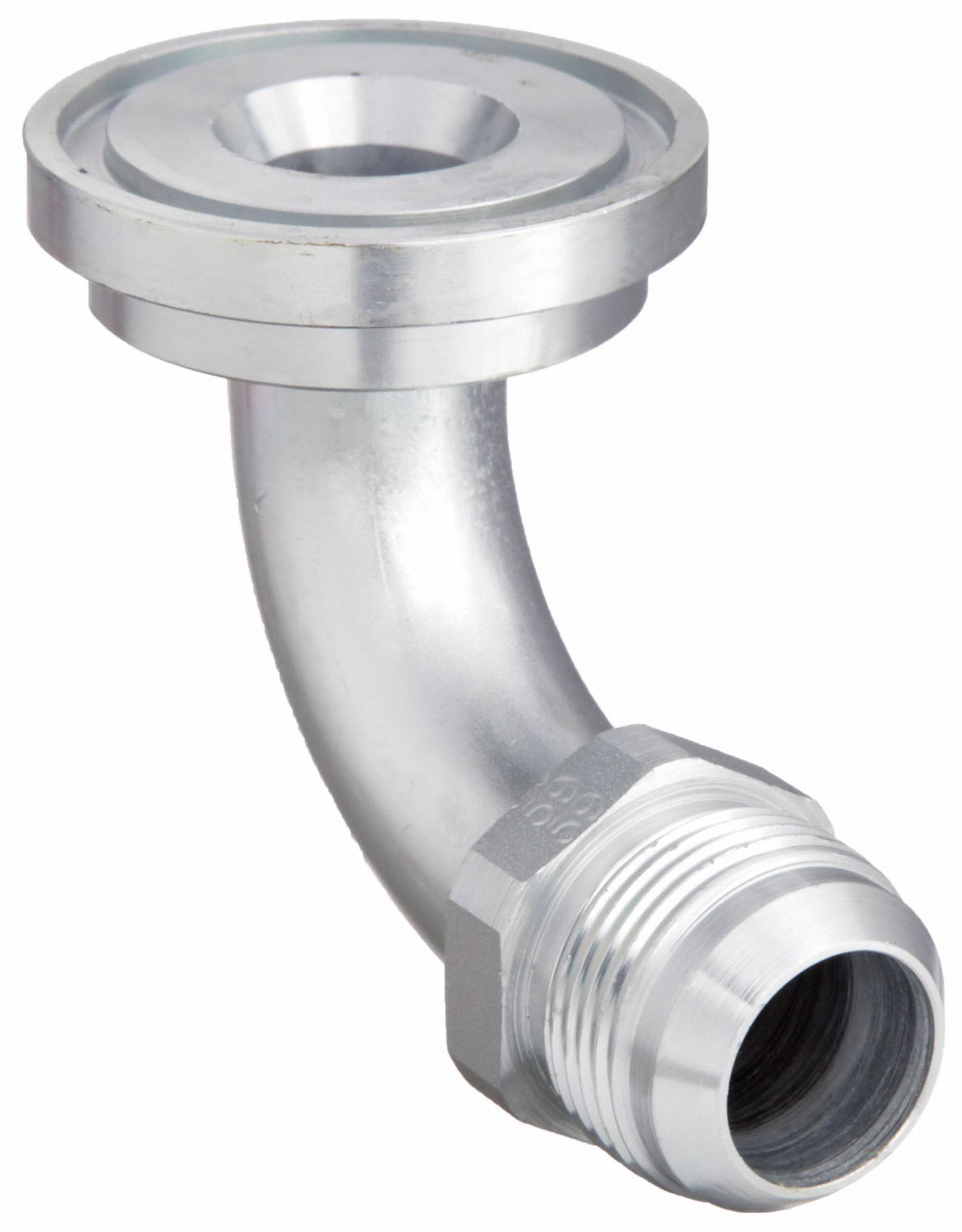 Hydraulic Hose Adapter: 1 1/4 in x 1 in Fitting Size, Male x Male, Flange x JIC, Rigid, 90° Elbow