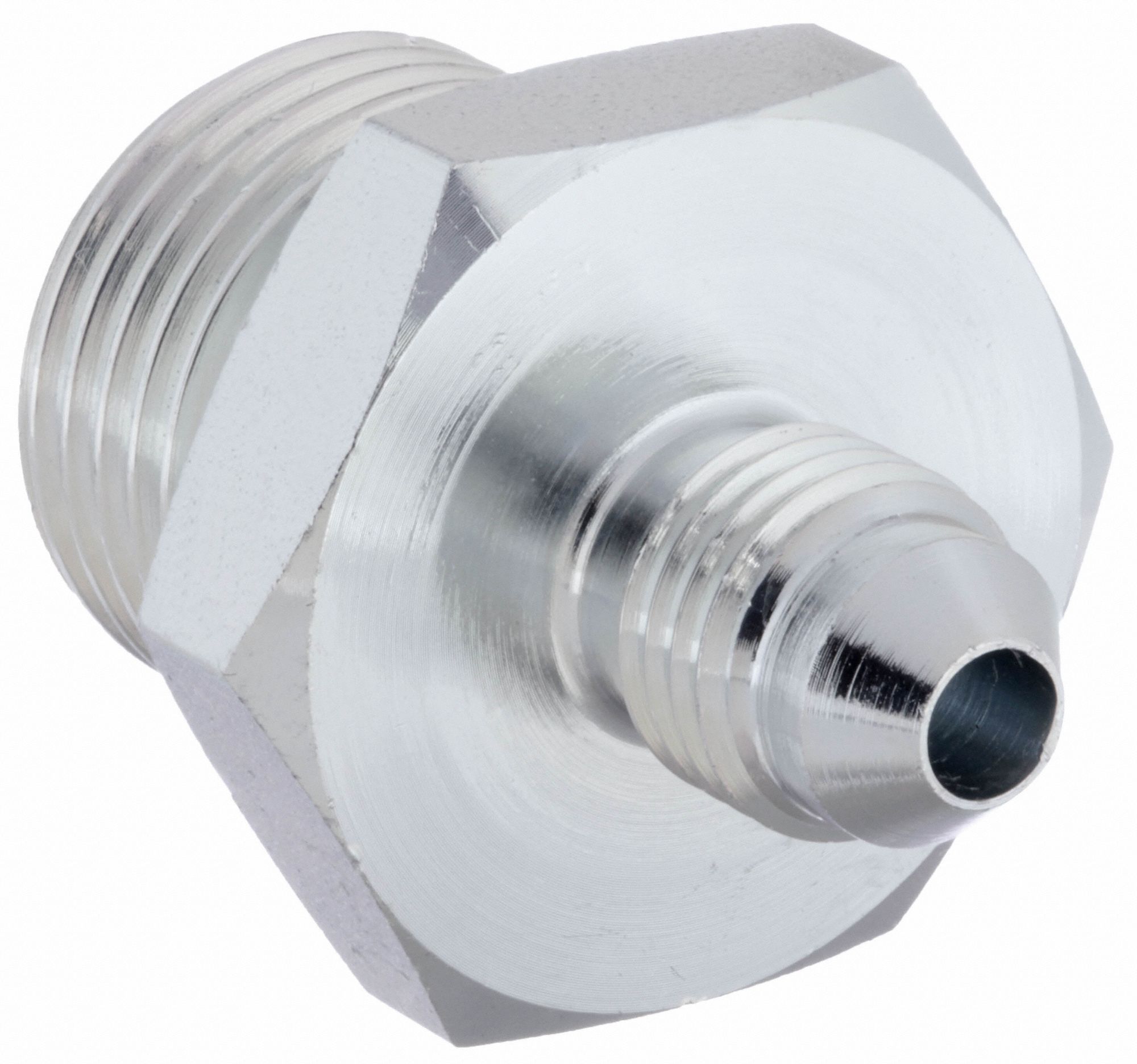 Hydraulic Hose Adapter: 1/2 in x 1/4 in Fitting Size, Male x Male, JIC x BSPP, Rigid, Straight