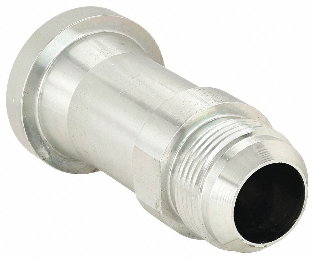 Hydraulic Hose Adapter: 1 in x 1 in Fitting Size, Male x Male, Flange x JIC, Rigid, Straight