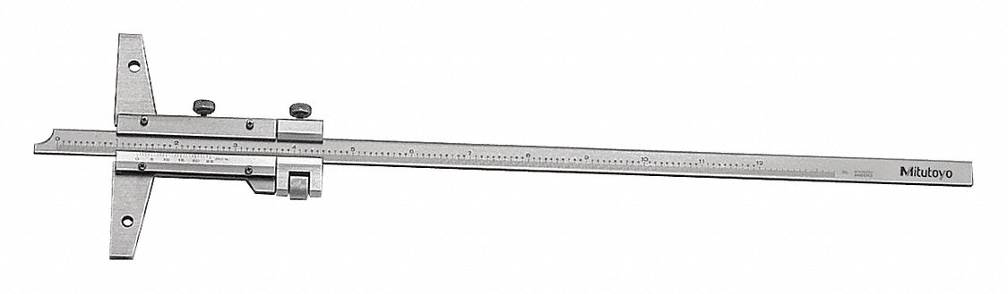 VERNIER DEPTH CALIPER, +/-0.0015 IN ACCURACY, 12 IN