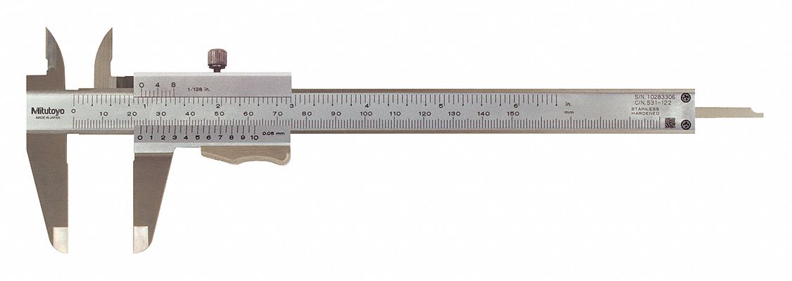 VERNIER CALIPER, METRIC/INCH, 0 TO 150 MM, STAINLESS STEEL, VINYL POUCH