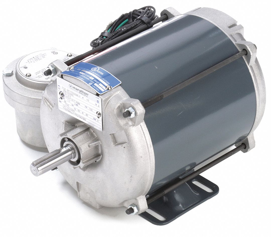 Hazardous Location Motor: Division I, Class I/Class II, Rigid Base, 1/3 hp Horsepower, Auto