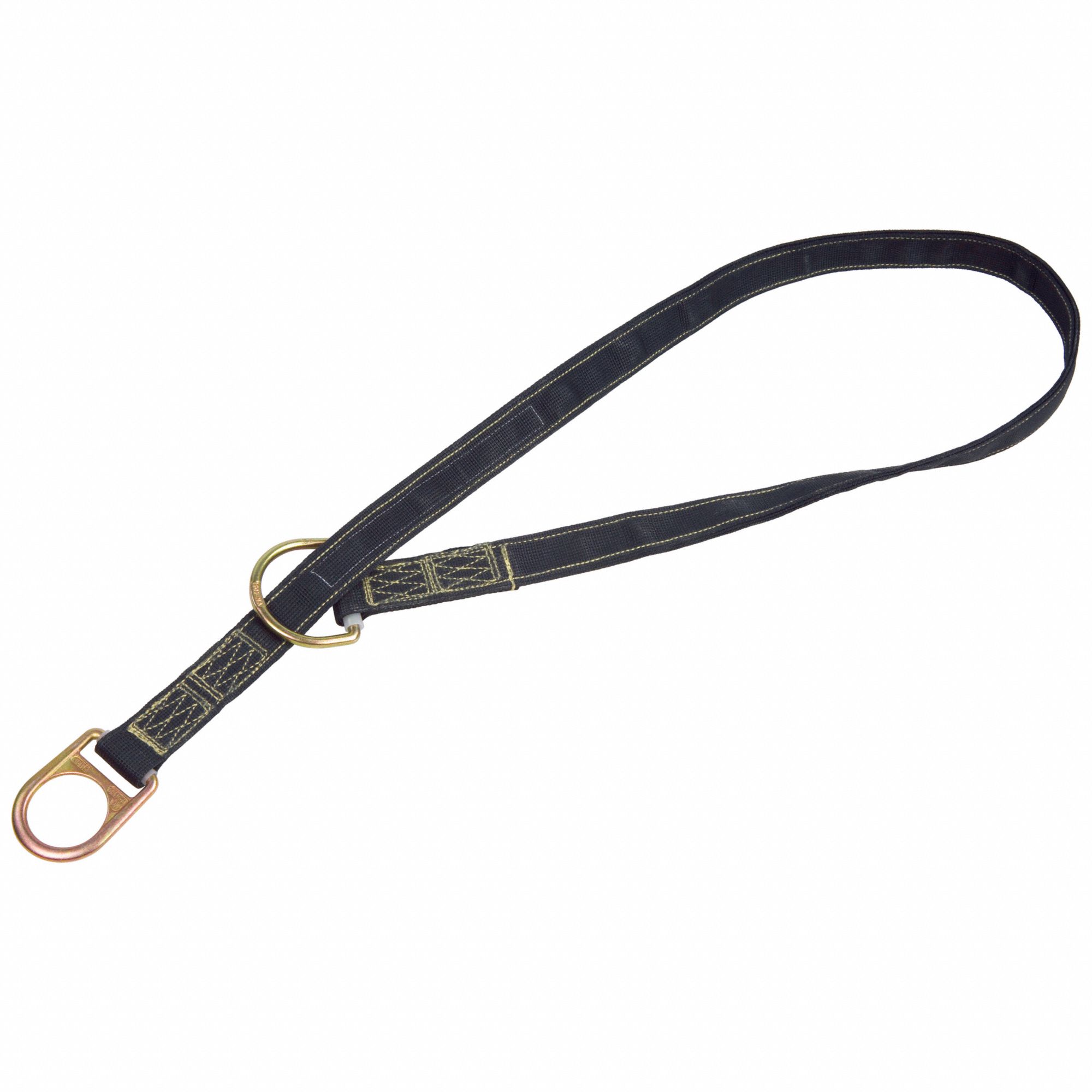 Tie-Off Adapter: 3 ft Overall Lg, Steel, Kevlar, Dual D-Ring, Reusable, D-Ring/Web Loop