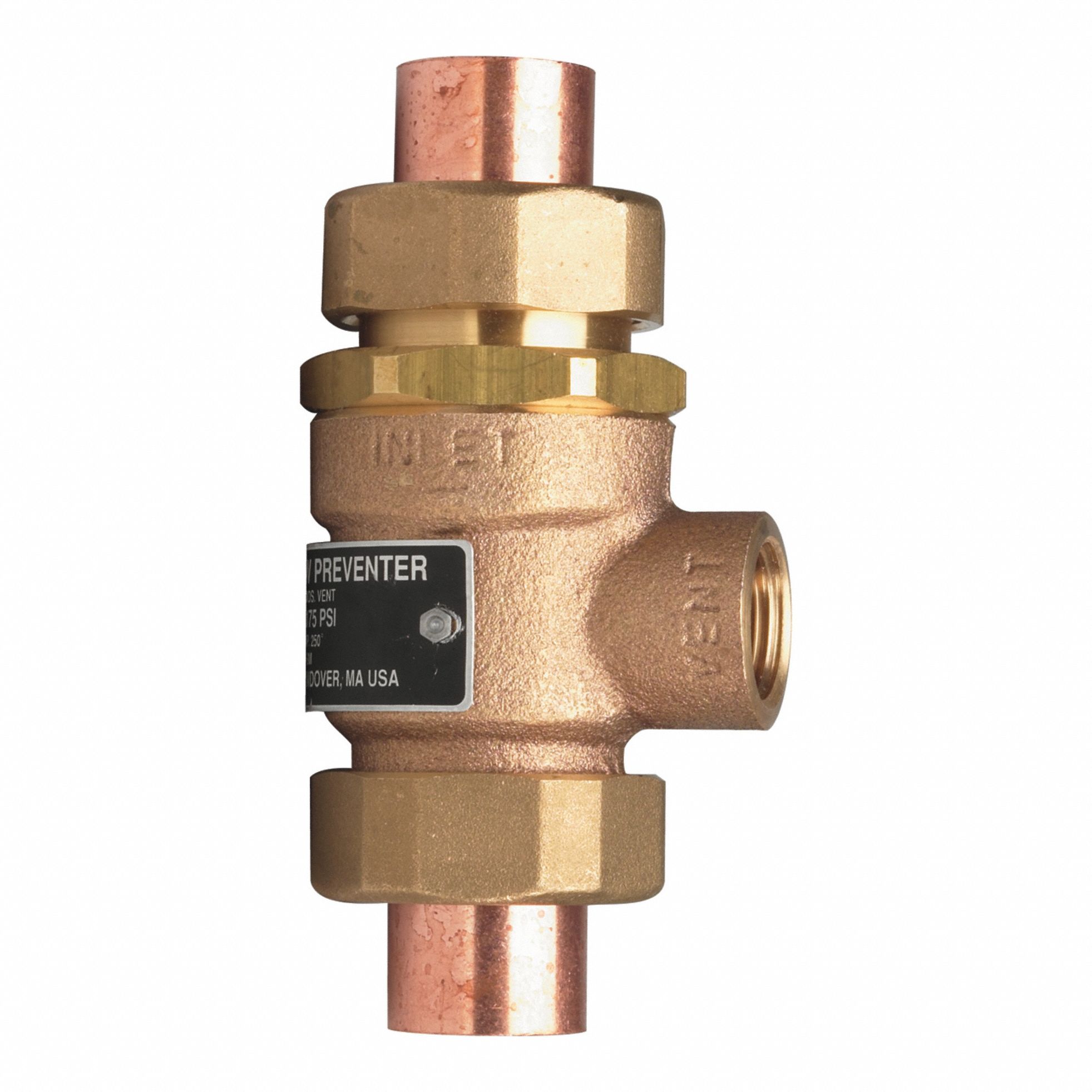 Backflow Preventer: 9D, 3/4 in Pipe Size, 18.7 gpm Flow Rate, 4.81 in Overall Lg, Brass