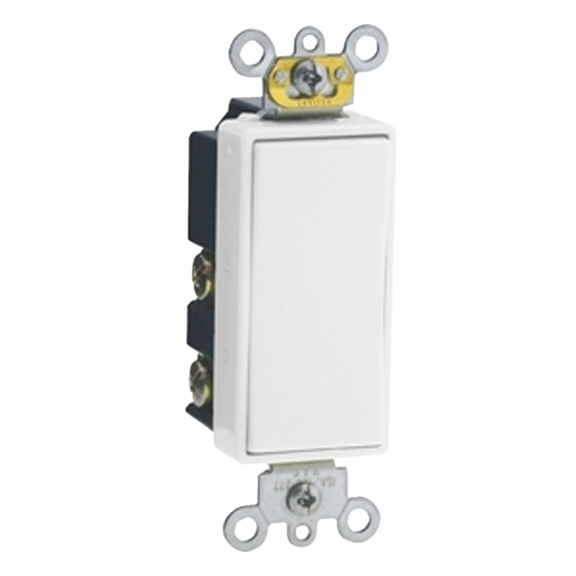 AC Quiet Switch: Rocker Switch, Single Pole/Double Throw, White, 15 A, 120/277V AC, Screw Terminals