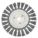 WIRE WHEEL BRUSH, TWISTED STEEL, 4 IN DIAMETER X ½ IN W, ½ IN TO ⅜ IN ARBOUR, 0.014 IN FILL