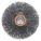 WIRE WHEEL BRUSH, CRIMPED STEEL, 3 IN DIAMETER X ½ IN W, ¼ IN SHANK, 0.012 IN FILL