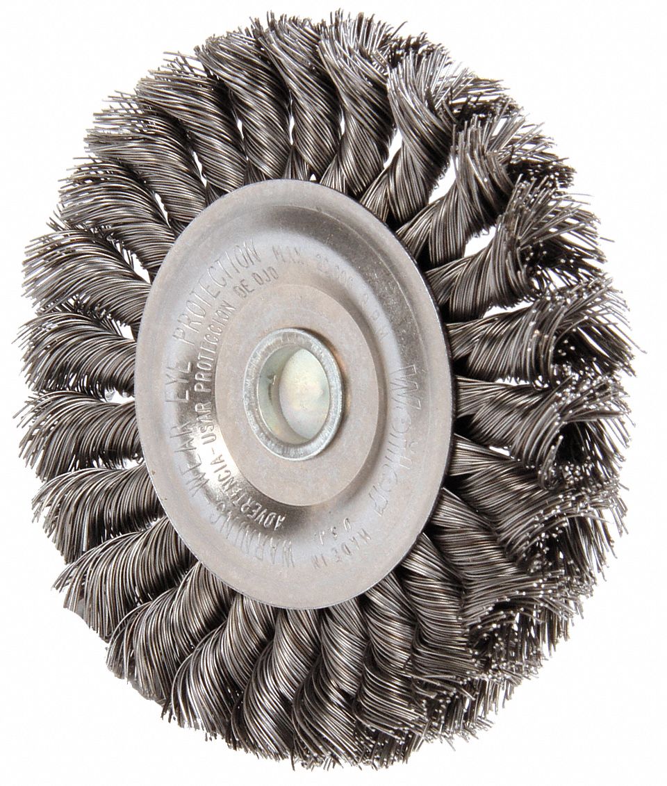 WEILER 4 in Knotted Wire Wheel Brush, Shank Mounting, 0.014 in Wire Dia