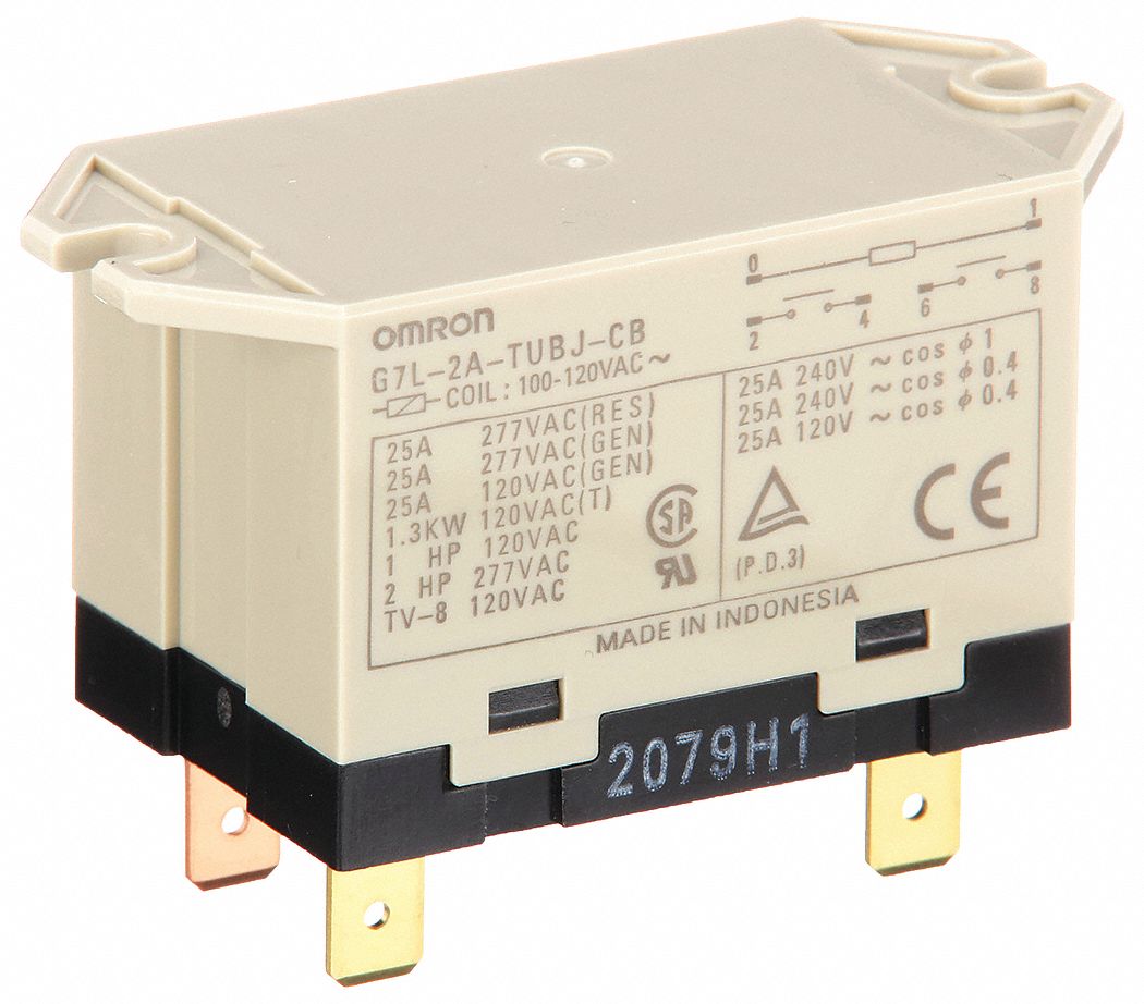 ENCLOSED POWER RELAY, SURFACE (TOP FLANGE) MOUNTED, 30 A CURRENT RATING, 100/120V AC, DPST-NO