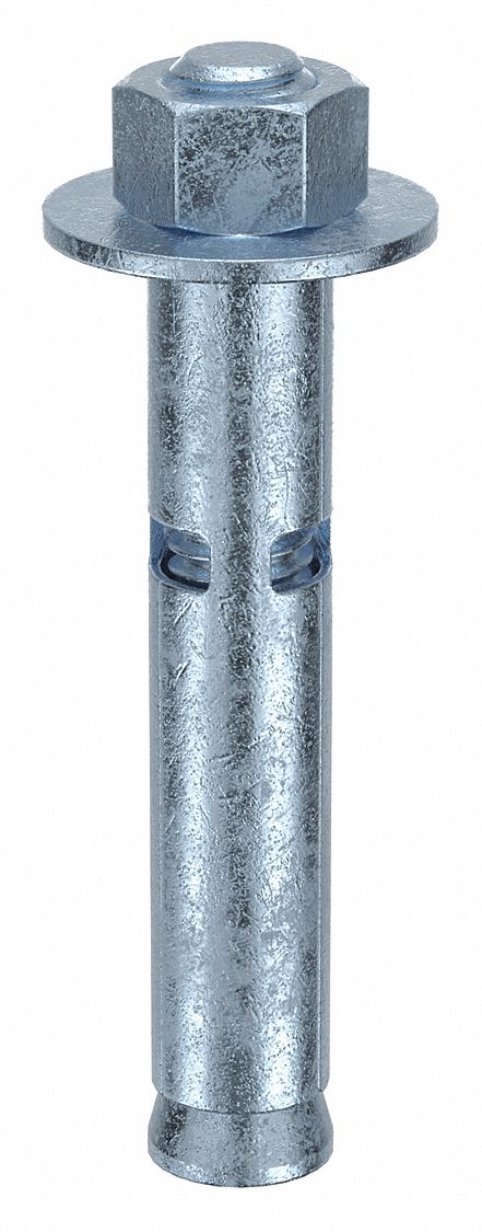 Sleeve Anchor: 3 in Overall Lg, 1/2 in Dia, 3/8"-16 Thread Size, Steel, Zinc Plated, 25 PK
