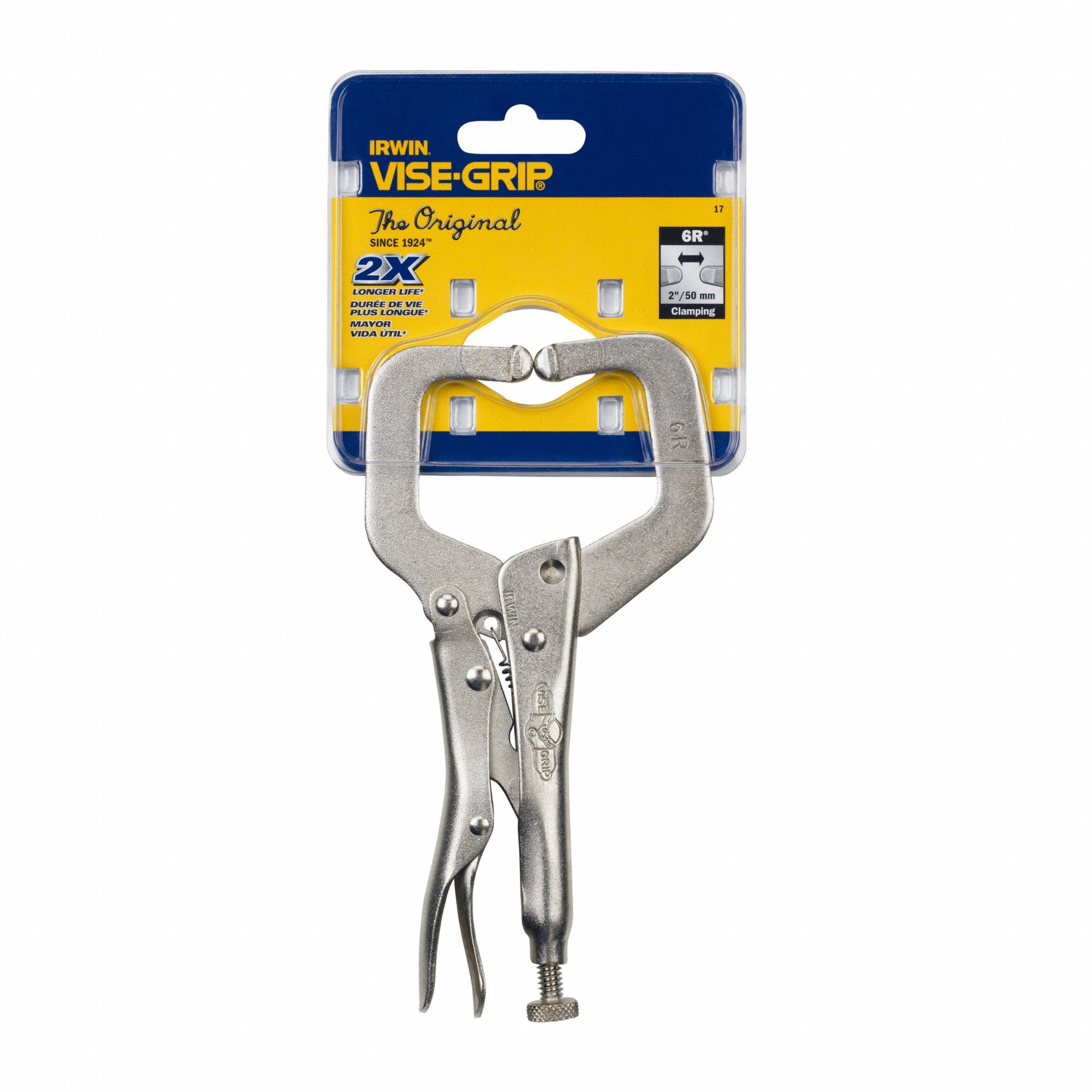 IRWIN VISEGRIP 6 in Locking CClamp, 2 1/8 in Max. Opening, 1 1/2 in