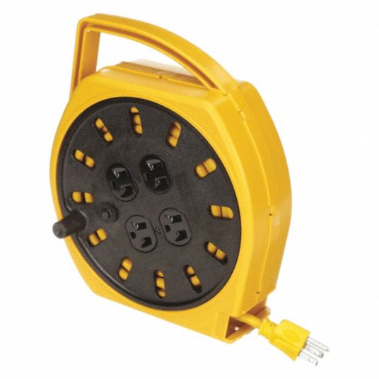 LUMAPRO, 25 ft Retractable Cord Lg, 16 AWG Wire Size, Extension Cord